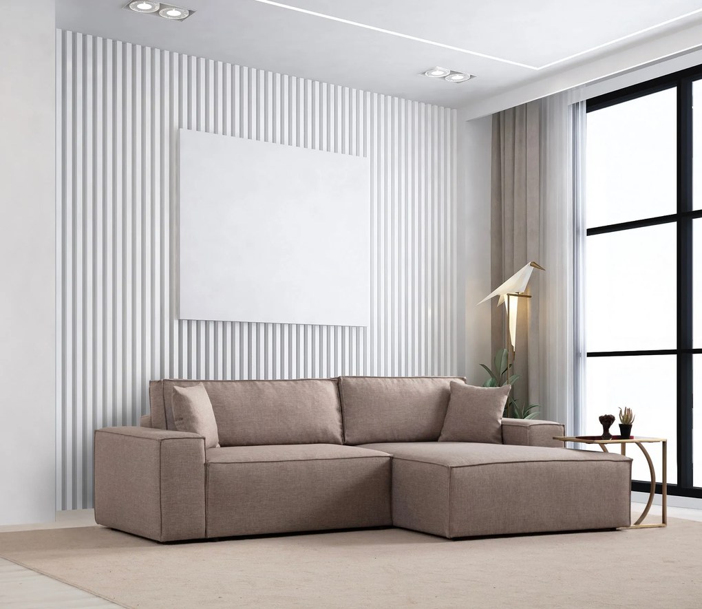 Sofá-Cama de Canto Pırlo – Castanho – 260x78x170 cm