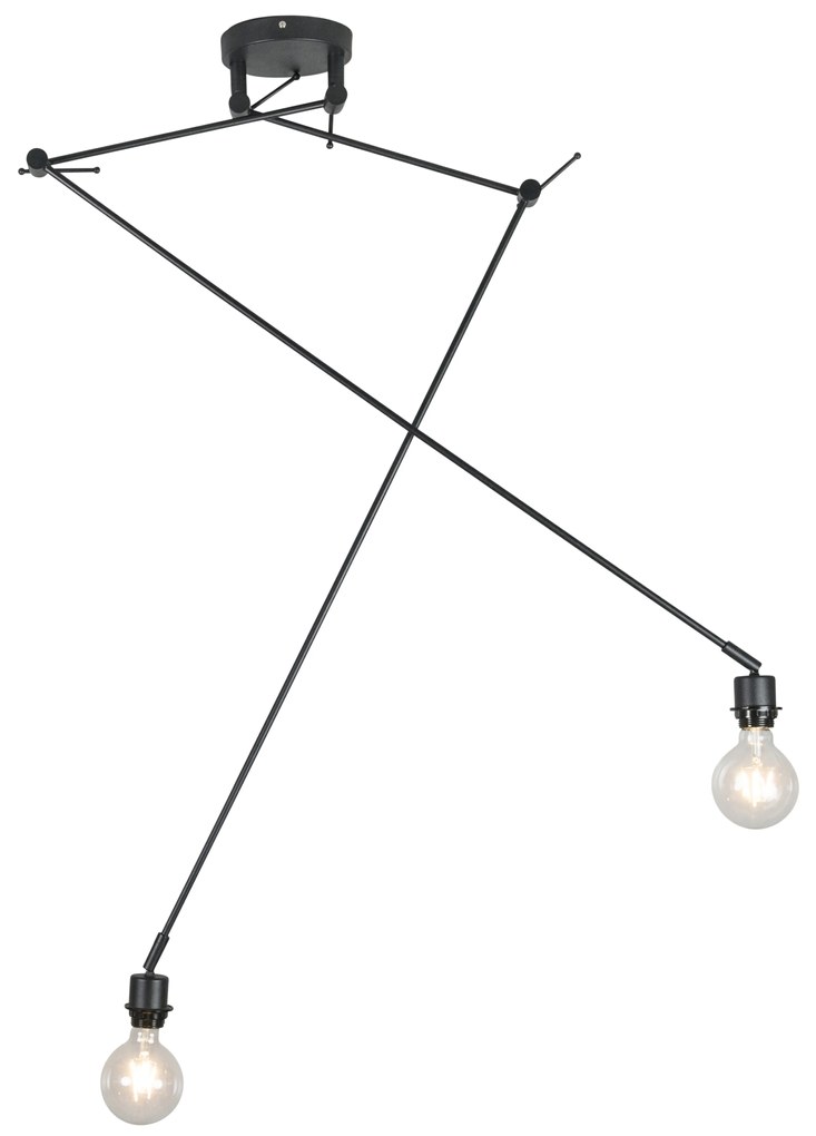 Candeeiro de suspensão moderno preto sem abajur 2 luzes - Blitz