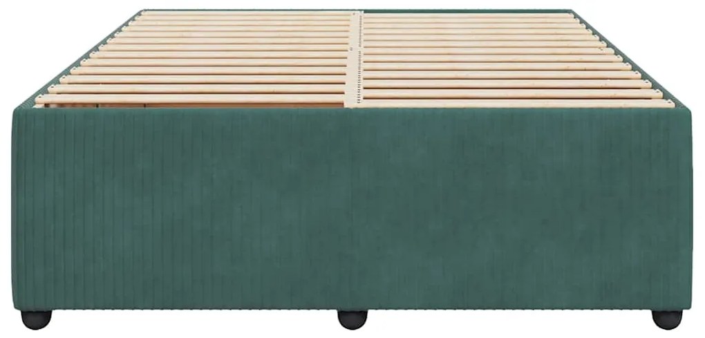 Estrutura de cama sem colchão 160x200 cm veludo verde-escuro