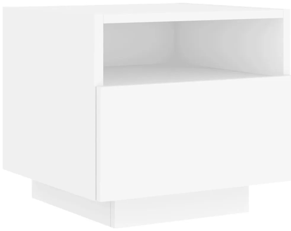 Mesas de cabeceira com luzes LED 2 pcs 40x39x37 cm branco