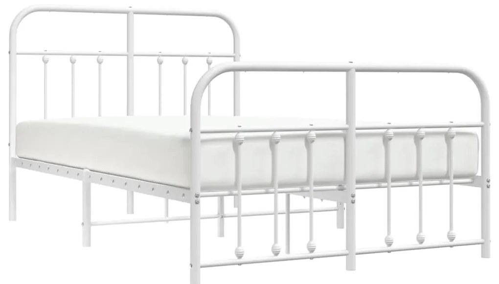 Estrutura de cama com cabeceira e pés 120x190 cm metal branco