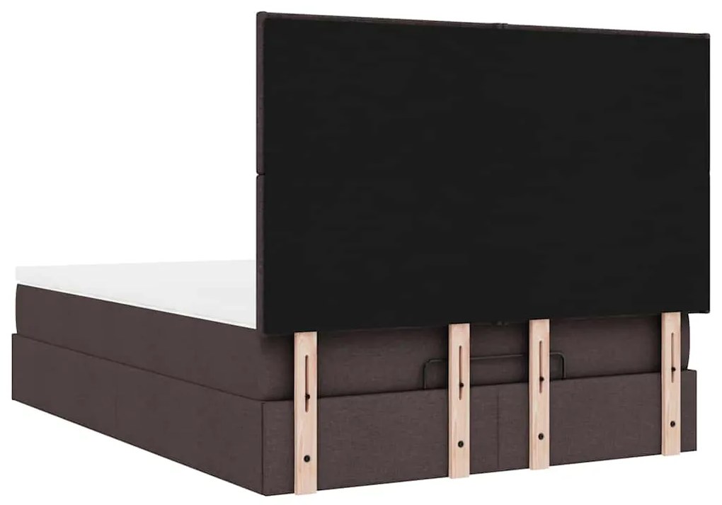 Estrutura cama otomana colchão 140x200cm tecido castanho escuro