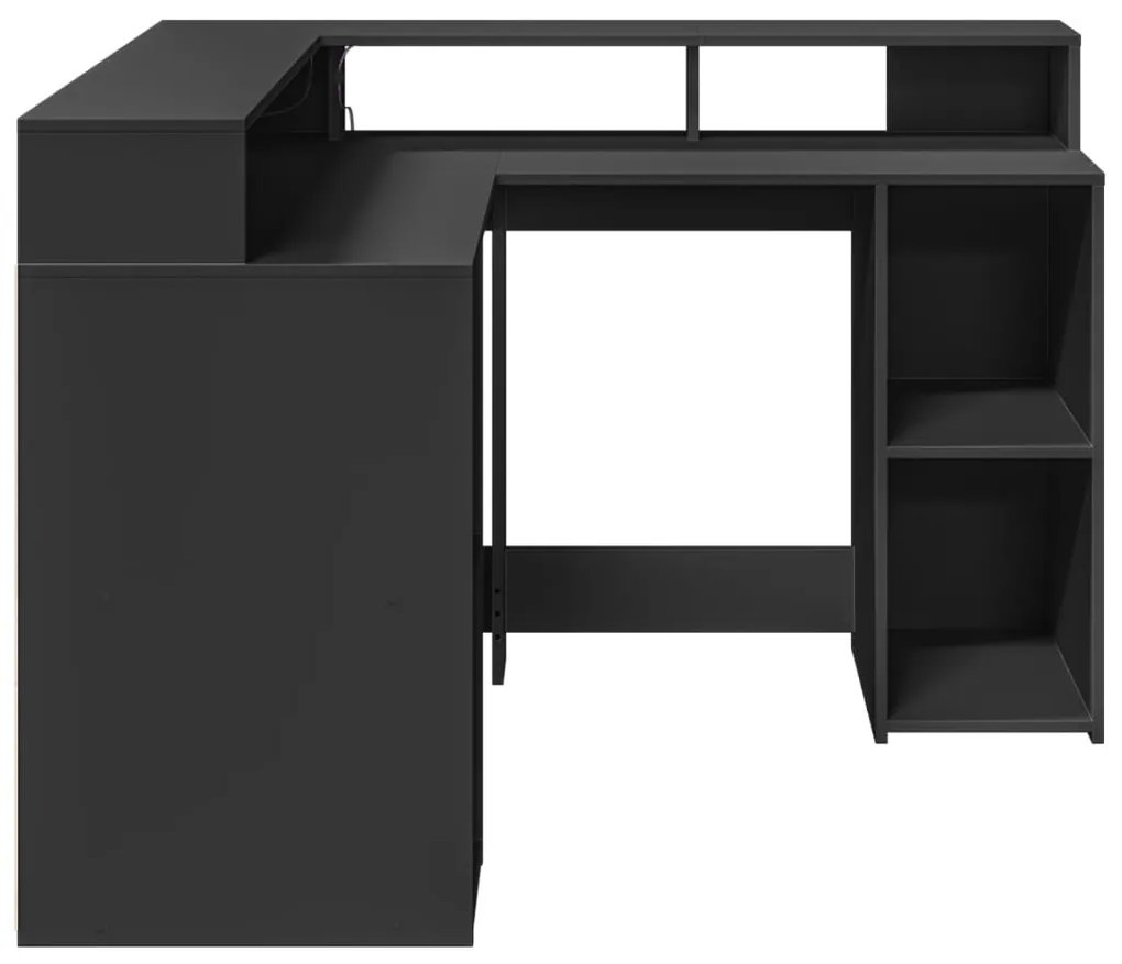 Secretária c/ luzes LED 130x130x91 cm derivados madeira preto