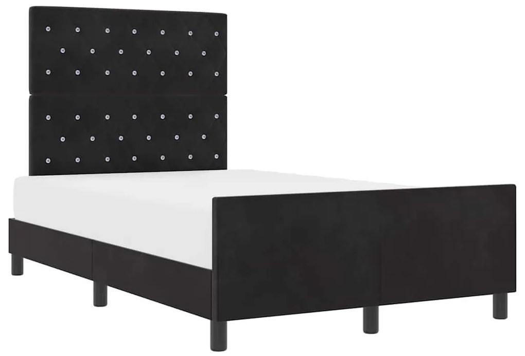 Cama de Veludo Preto vidaXL 120x190 cm