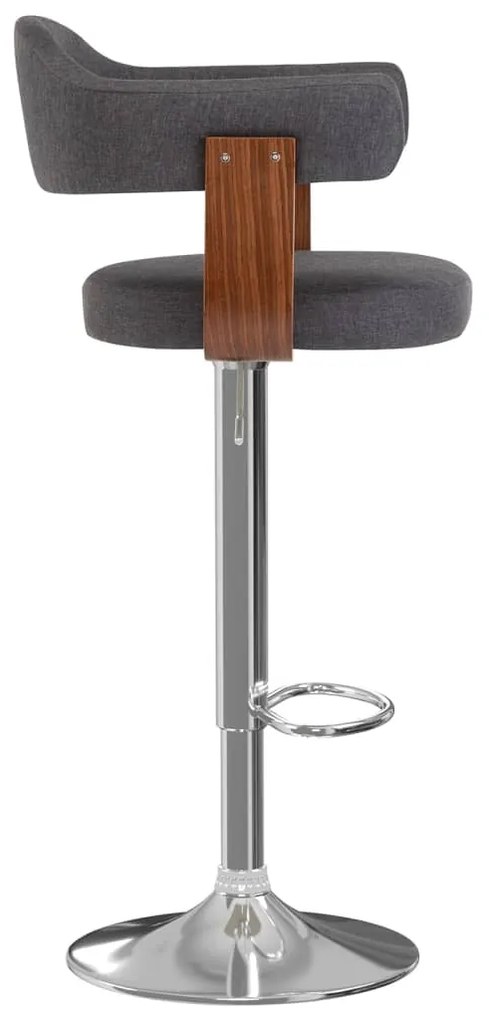 Bancos de bar 2 pcs tecido e madeira curvada cinzento-escuro