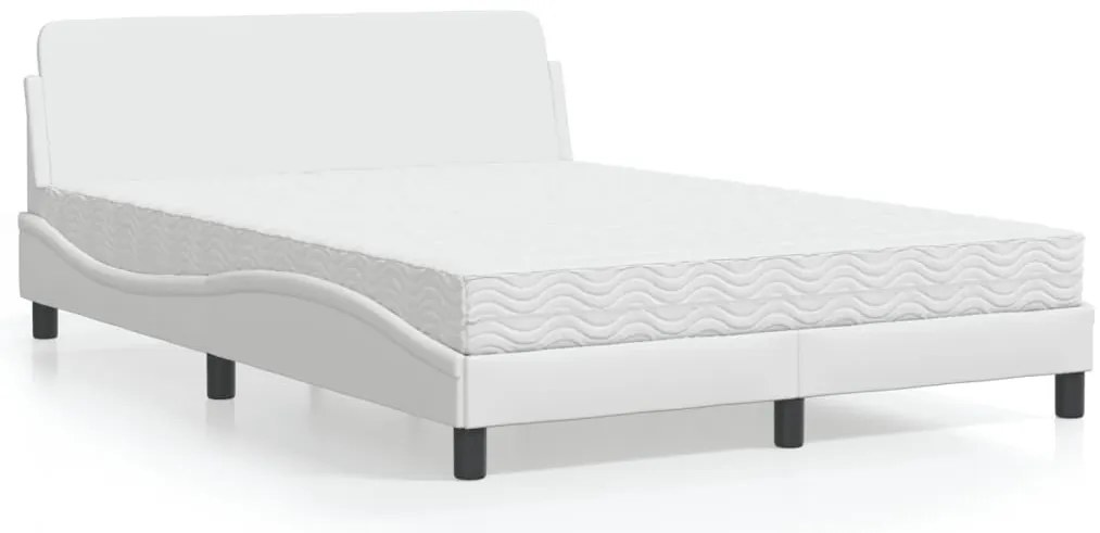 Cama com colchão 140x200 cm couro artificial branco