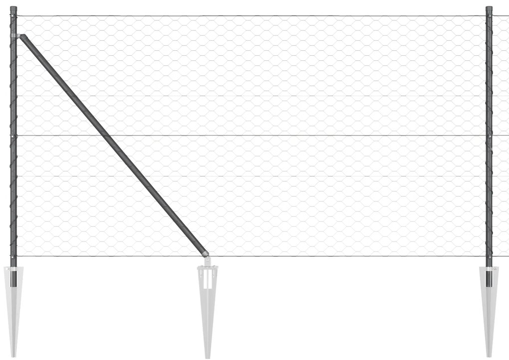 Cerca Hexagonal vidaXL Cinza 1x10 m Aço