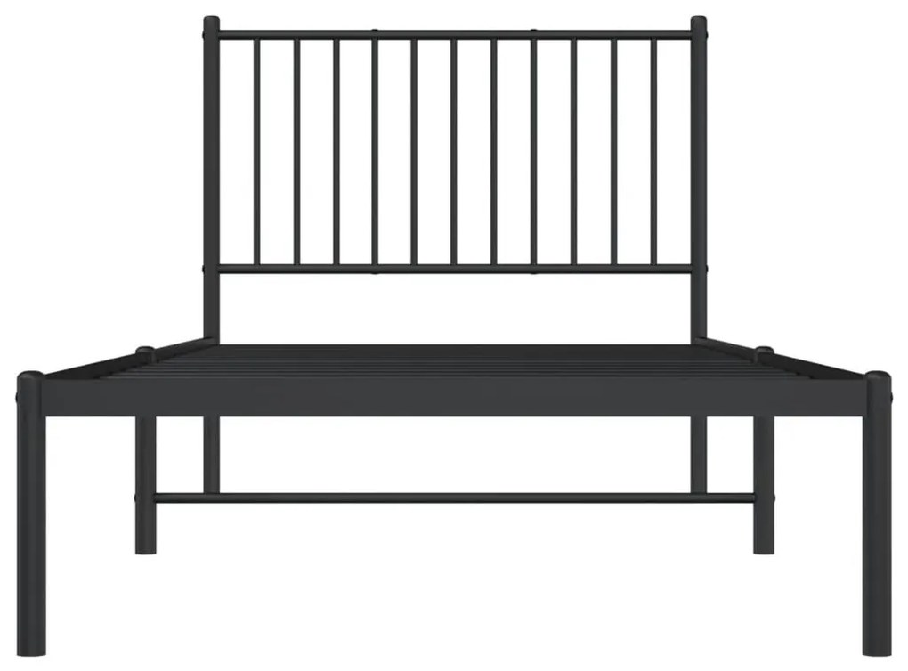 Estrutura de cama com cabeceira 90x200 cm metal preto