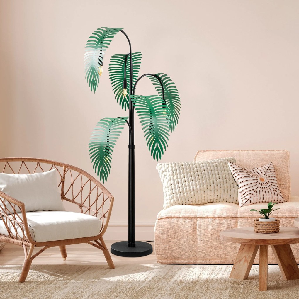 Candeeiro de Pé Palm – Preto/Verde – 71 x 71 x 157 cm