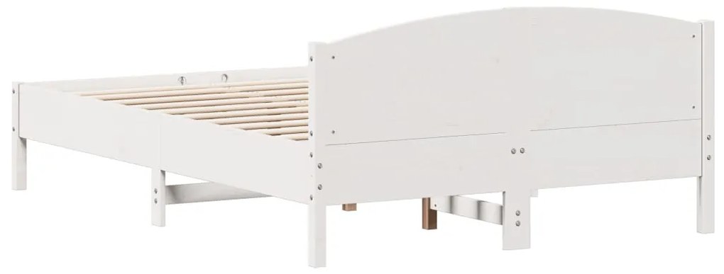 Cama sem colchão 140x200 cm madeira de pinho maciça branco