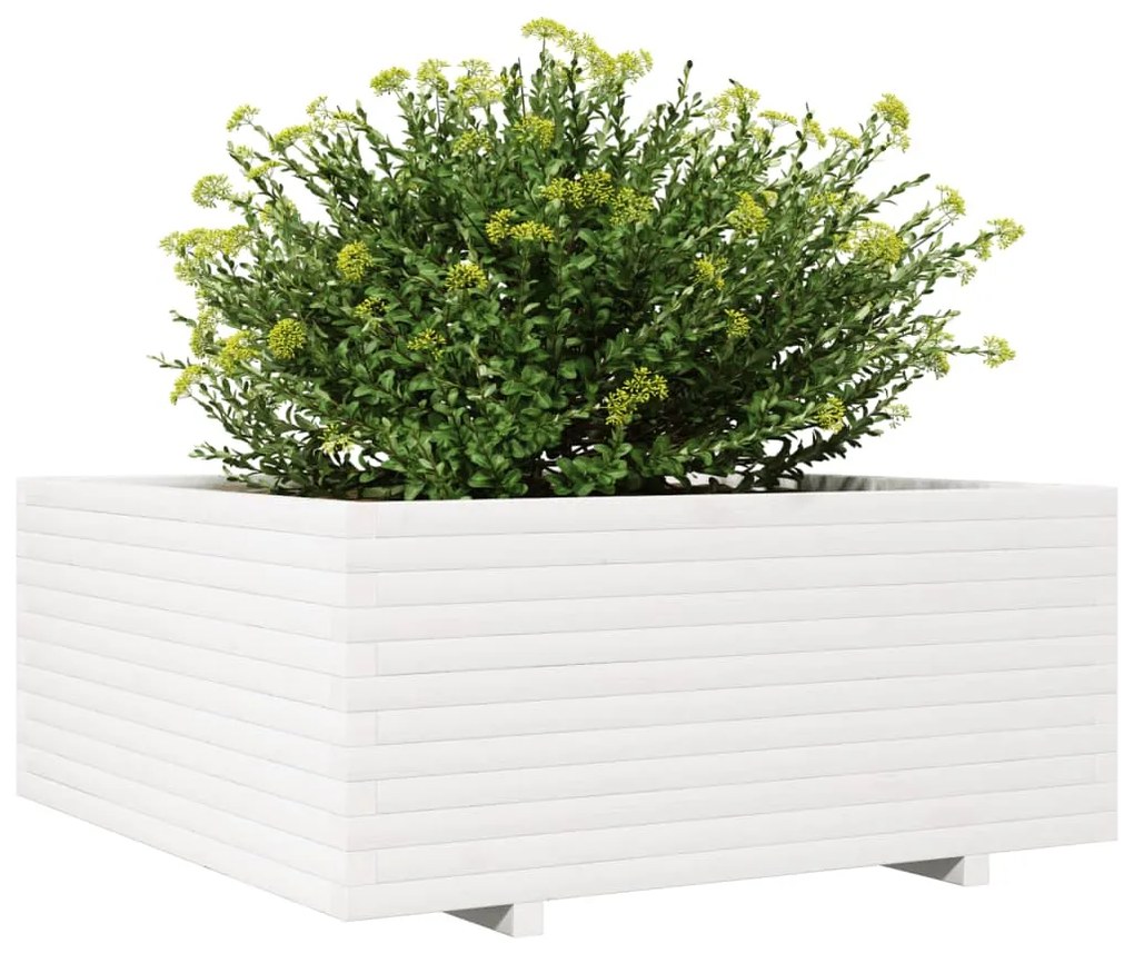 Vaso/floreira de jardim 110x110x49,5 cm pinho maciço branco