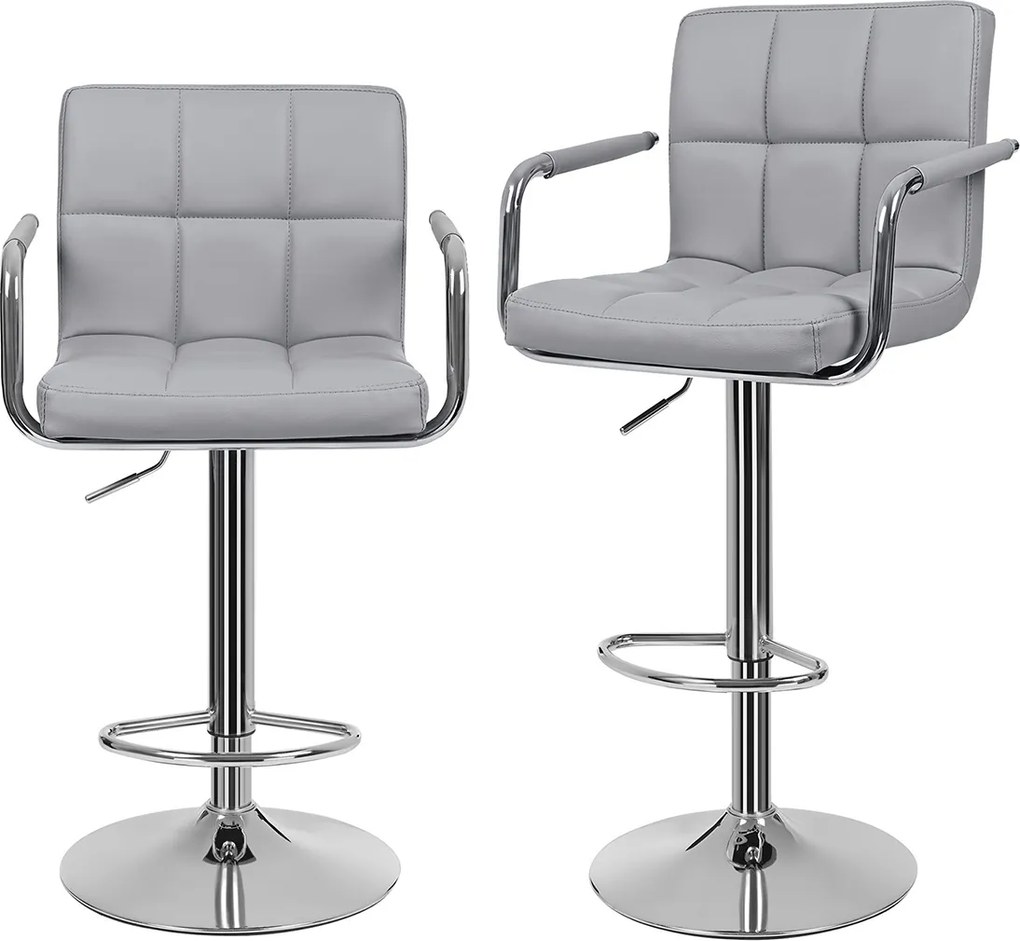 Conjunto 2 Bancos de bar com braço 44,5 x (95-115) x 38 cm cinzento