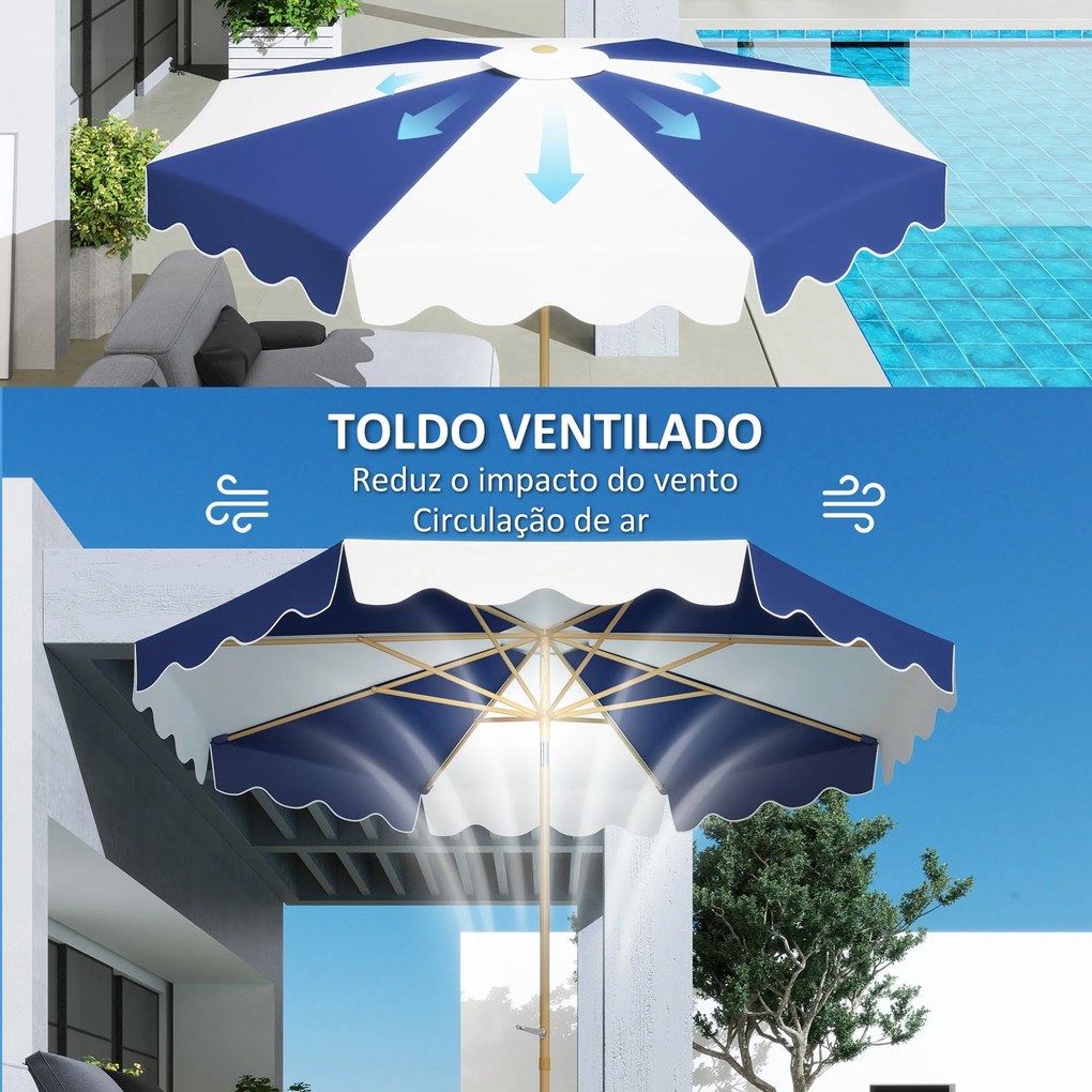Chapéu de Sol de Jardim Ø267 cm Chapéu de Sol de Exterior com Ângulo I