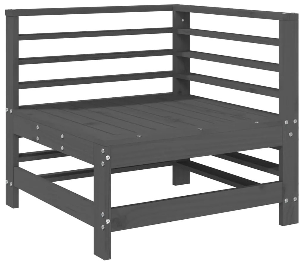 Sofás de canto para jardim 2 pcs madeira de pinho maciça cinza