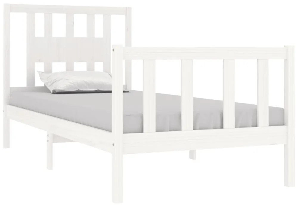 Estrutura de cama solteiro 90x190 cm madeira maciça branco