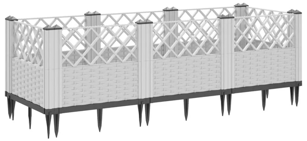Vaso/floreira de jardim c/ estacas 123,5x43,5x43,5 cm PP branco