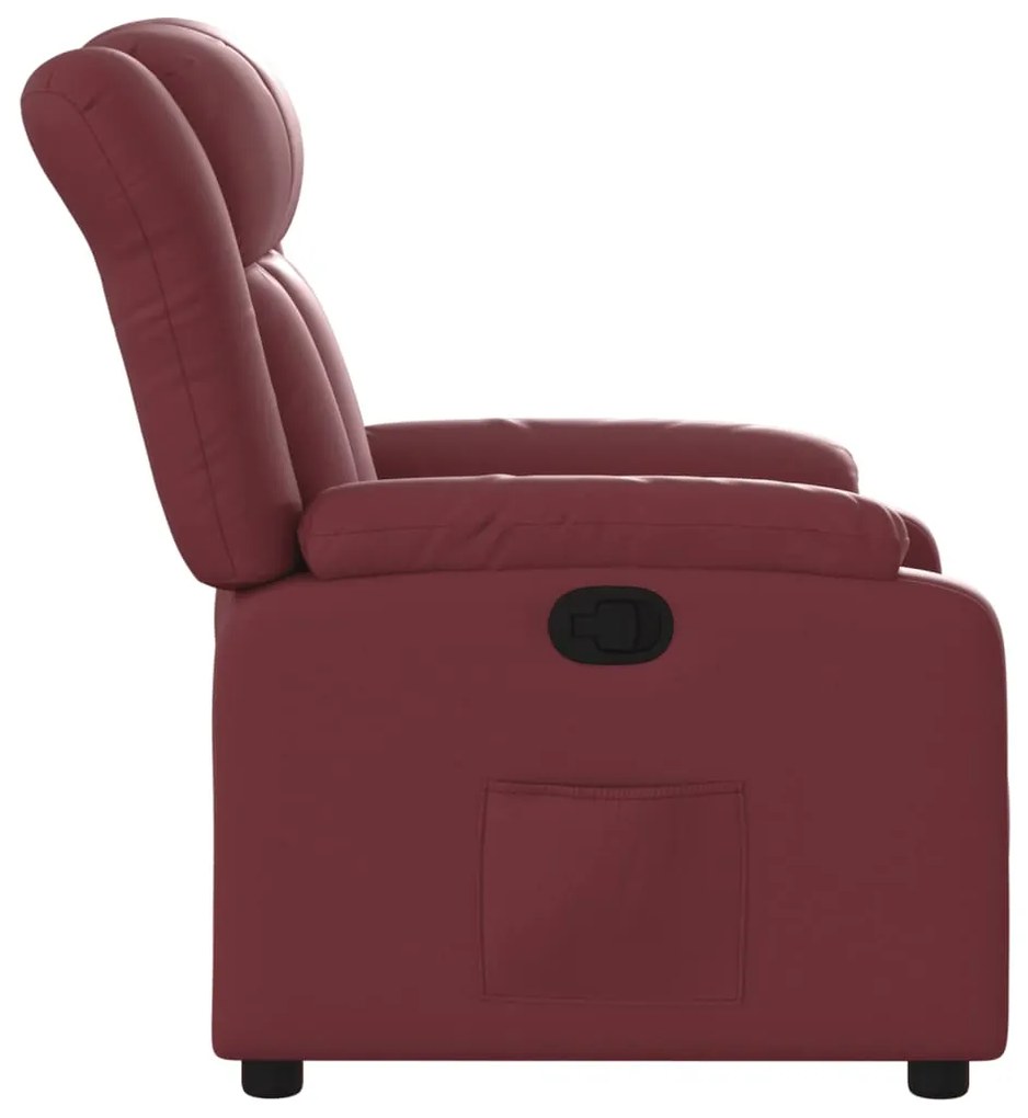 Poltrona reclinável couro artificial vermelho tinto