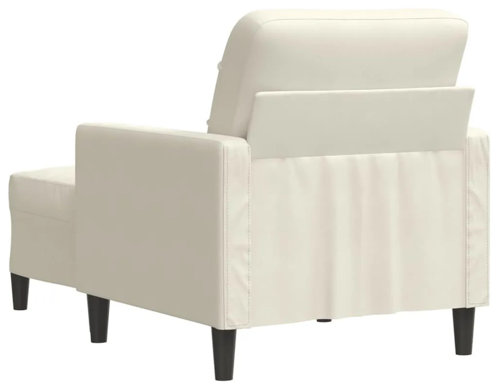 Poltrona com apoio de pés 60 cm veludo cor creme