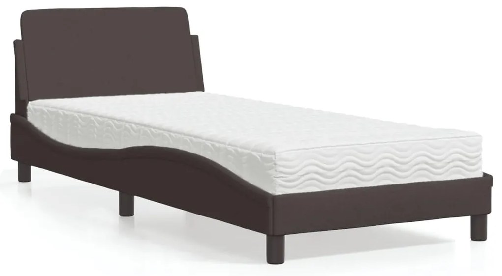 vidaXL Cama com colchão Dover 90x190 cm tecido castanho-escuro