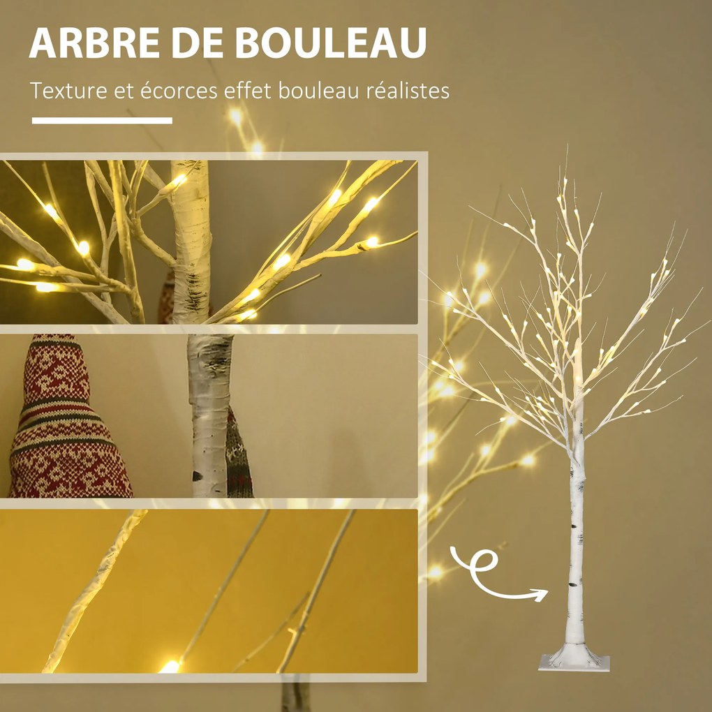 Árvore luminosa LED 120 cm decoração luminosa em branco quente 72 LEDs, uso interior, decoração de Natal para o quarto e a casa, em branco
