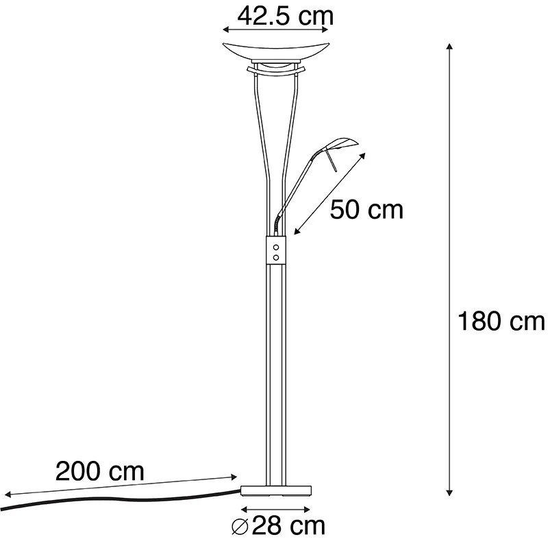 Candeeiro de pé moderno preto com LED - Lexus Moderno