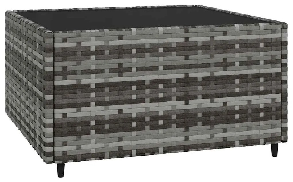 3 pcs conjunto lounge de jardim c/ almofadões vime PE cinzento