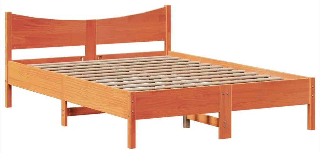 Cama sem colchão 140x190 cm pinho maciço castanho-mel