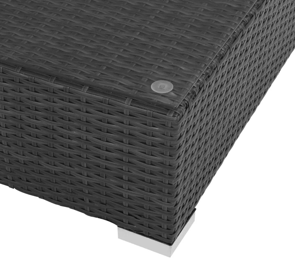 7 pcs conjunto lounge de jardim c/ almofadões vime PE preto