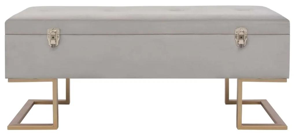 Banco com compartimento de arrumação 105 cm veludo cinzento