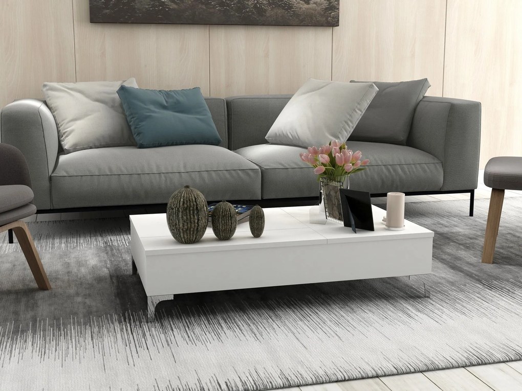 Mesa de Centro Esinti – Branco – 121x28x69,2 cm | Tribo Home