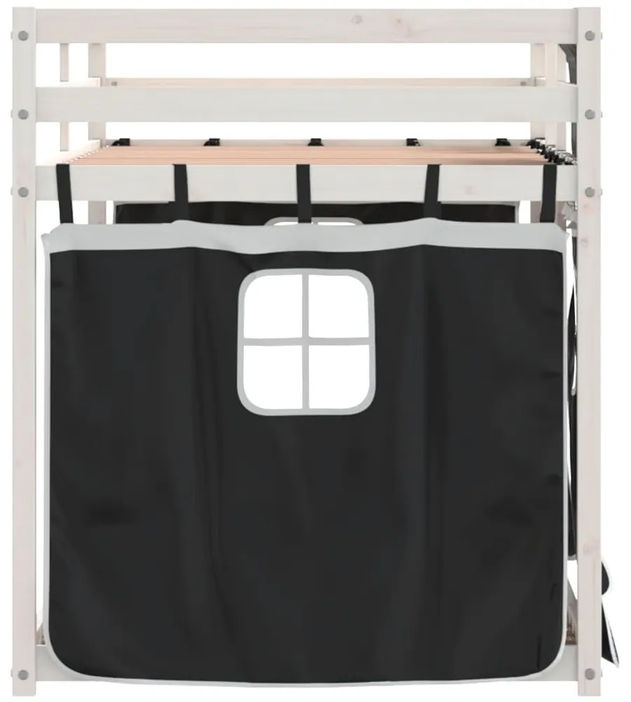 Beliche com cortinas 75x190 cm pinho maciço branco e preto