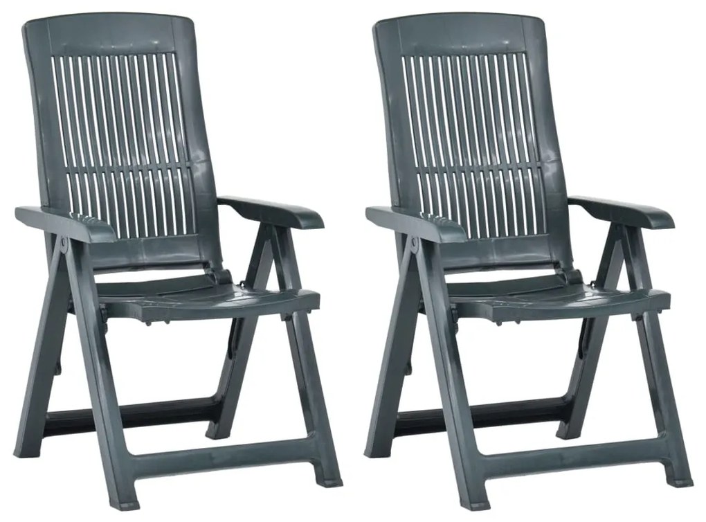 vidaXL Cadeiras de jardim reclináveis 2 pcs plástico verde