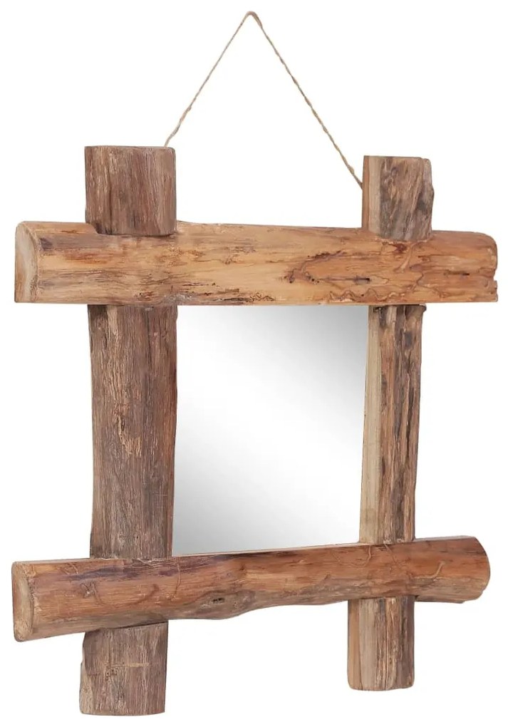 Espelho de troncos 50x50 cm madeira de teca reciclada natural