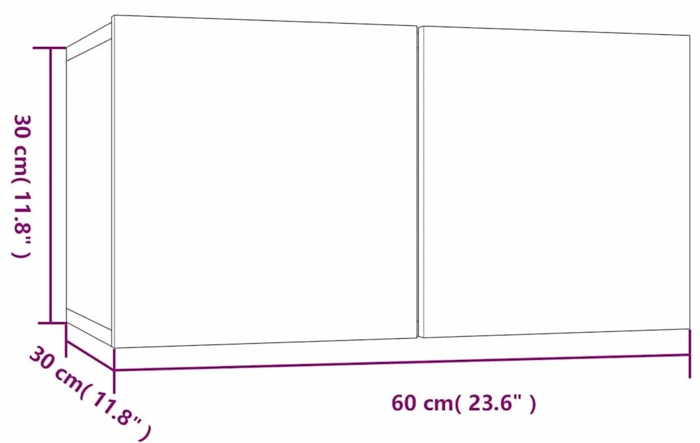 Móveis de TV para parede 2 pcs 60x30x30 cm carvalho fumado