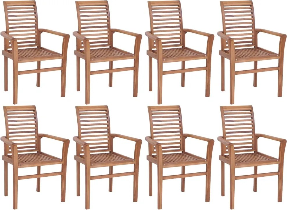 vidaXL Cadeiras de jantar empilháveis 8 pcs madeira de teca maciça