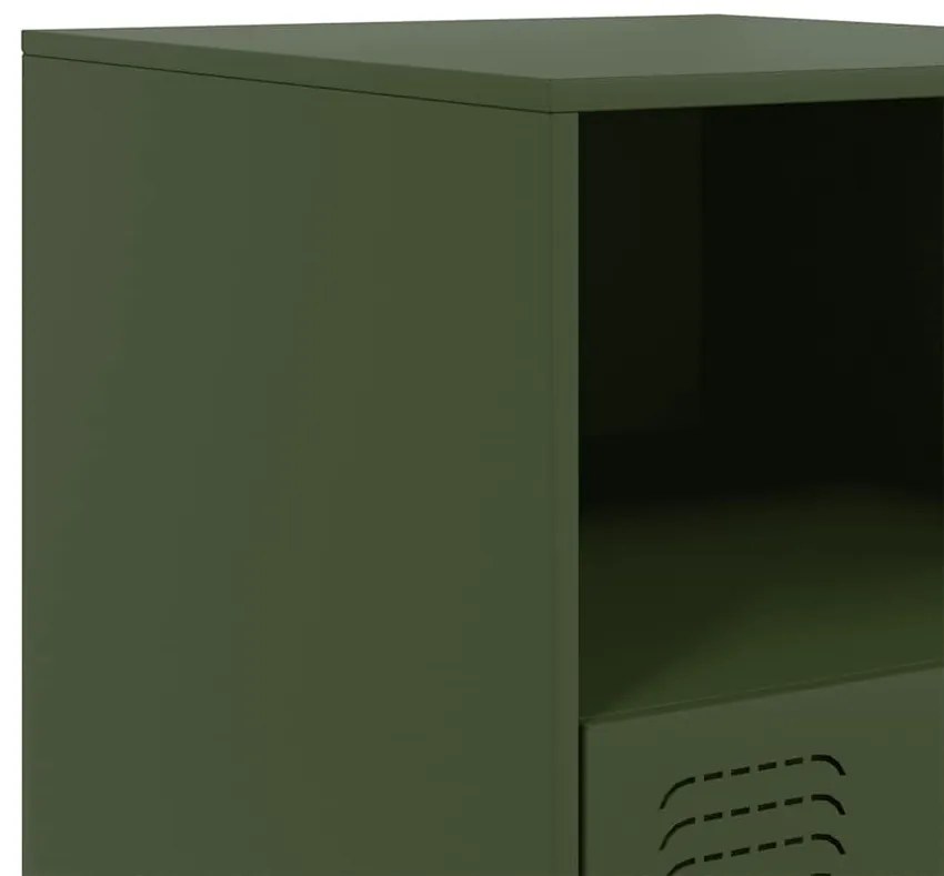 Mesa de cabeceira 34,5x39x44 cm aço verde azeitona