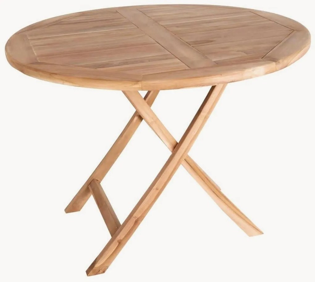 Mesa de jantar redonda de jardim em madeira de teca Oviedo