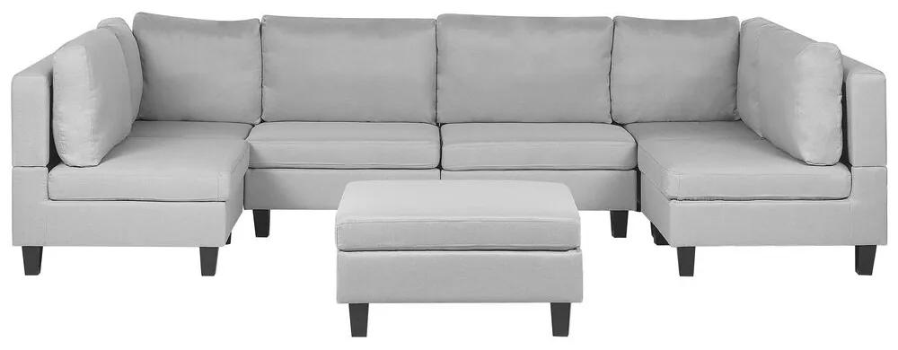 Sofá de 6 lugares com repousa-pés em tecido cinzento claro FEVIK Beliani