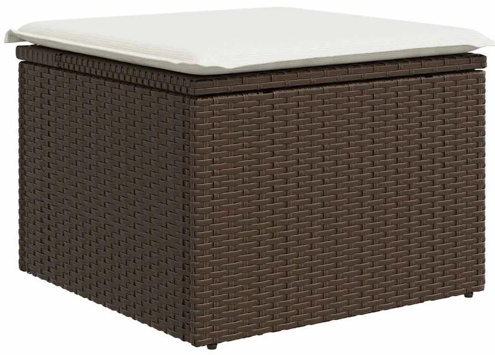 Conjunto de Sofá de Jardim 9 Peças com Almofadas em Rattan Poliéster C