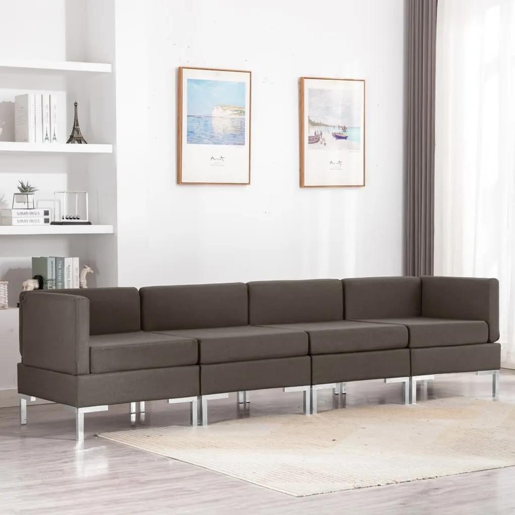 4 pcs conjunto de sofás tecido cinzento-acastanhado
