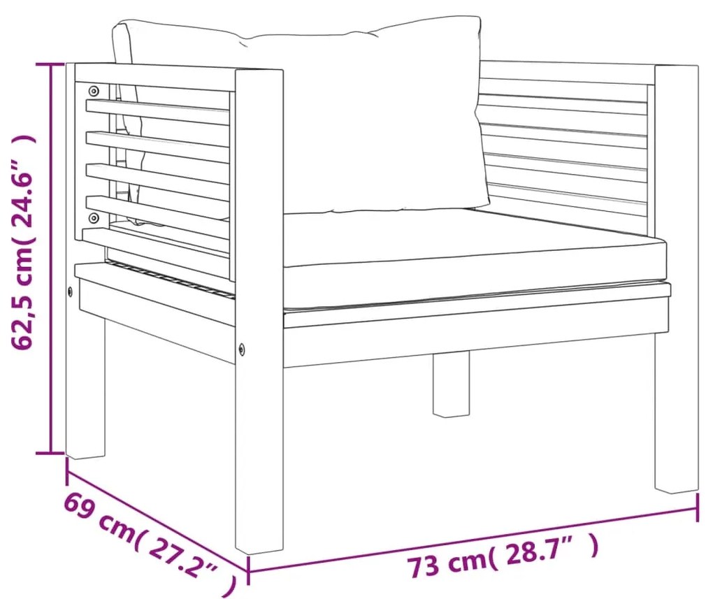 5 pcs conjunto lounge de jardim c/ almofadões acácia maciça