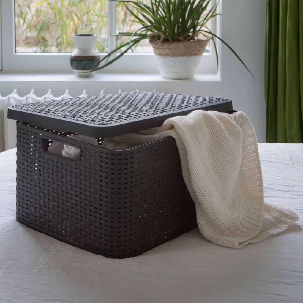 Caixas de arrumação com tampas Style 3 pcs tamanho L antracite