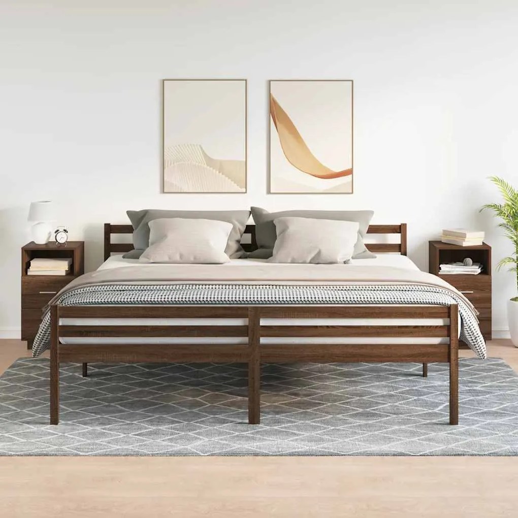 Mesas cabeceira 2pcs com 2gavetas 36x36x68 cm carvalho castanho