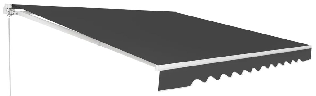 Toldo retrátil 4 x 2,5 m para varanda, terraço Cobertura em poliéster com manivela manual Estrutura em alumínio resistente Cinzento