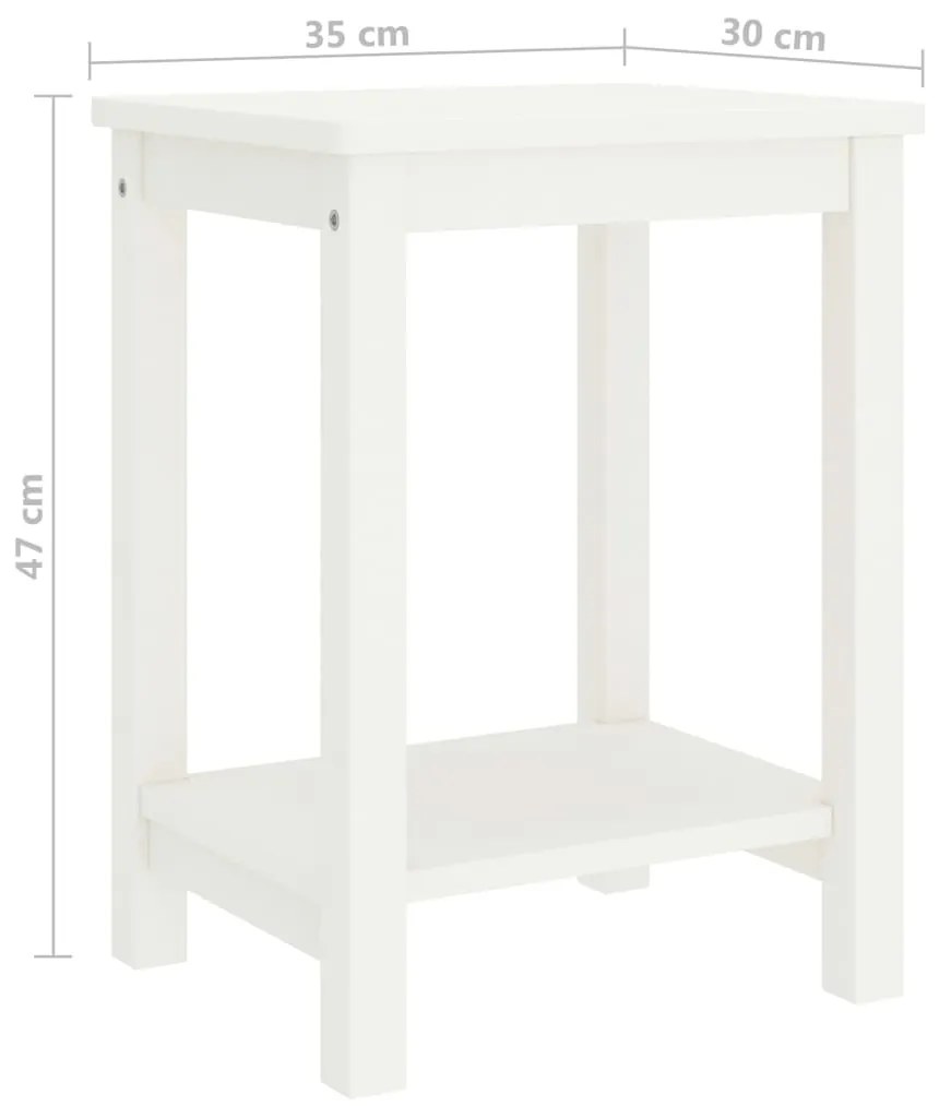 Mesa de cabeceira 35x30x47 cm madeira de pinho maciça branco