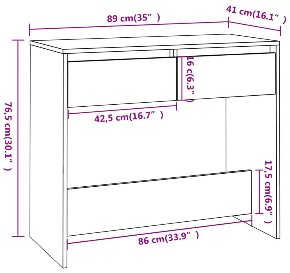 Mesa consola 89x41x76,5 cm derivados de madeira sonoma cinza