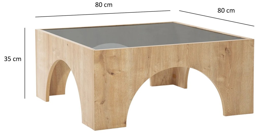 Mesa de Café Seine - Cinza Escuro e Carvalho - 80x35x80 cm
