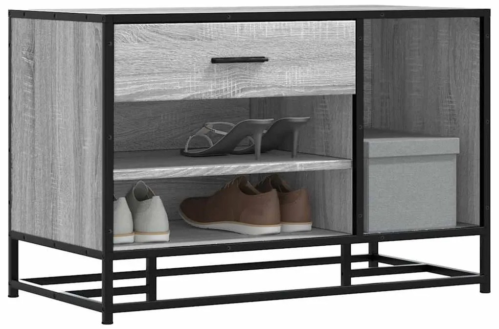Banco para calçado sonoma 80x40x53,5 cm madeira metal cinzento