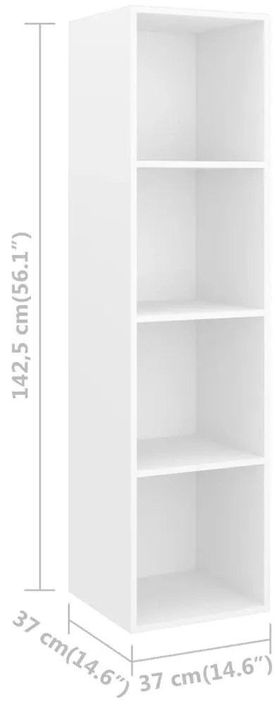 Armários de parede para TV 2 pcs derivados de madeira branco