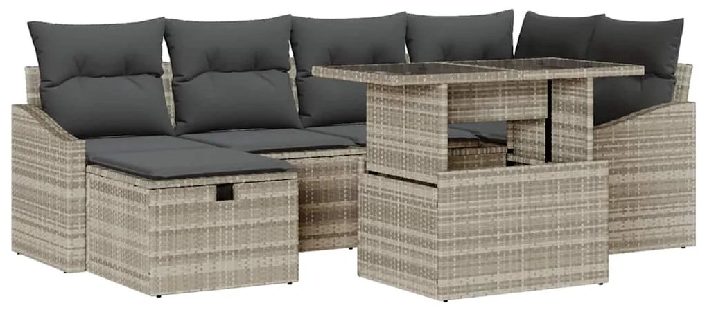Conjunto de Sofá de Jardim de 7 Peças da , com almofadas cinza claro e